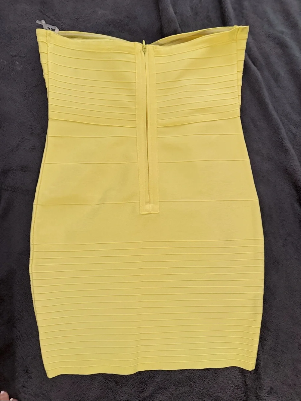 Fashion Nova Strapless Yellow Bandage Dress